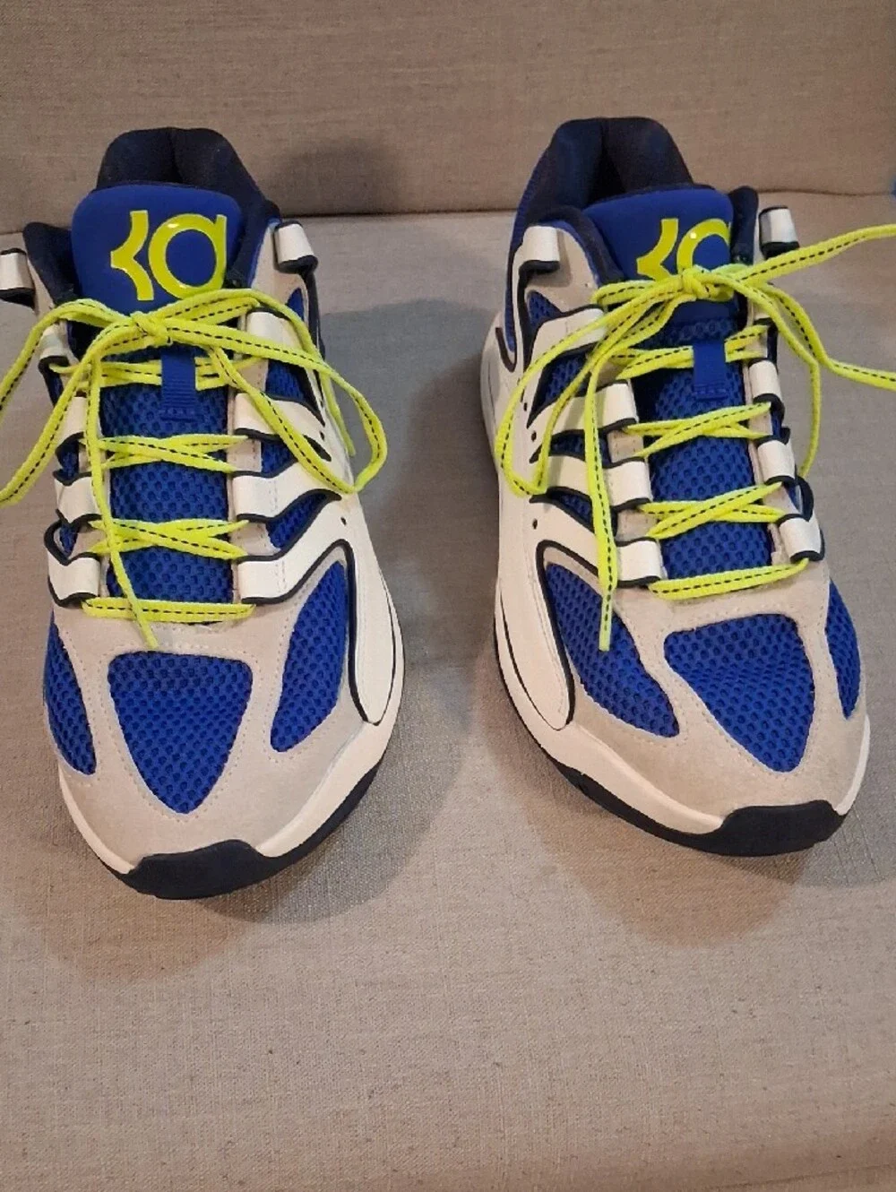 Nike Blue and Volt Low-Top Athletic Sneakers